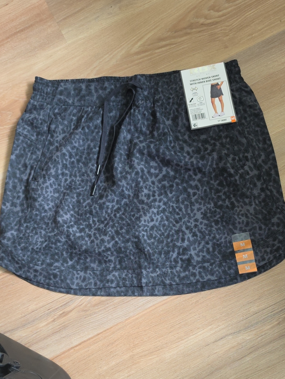 RBX Women’s Black Grey Leopard Print Skort